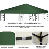 Toit de rechange 3x3m vert bâche de tente toit de rechange pour pavillon de jardin toile imperméable universel toile de rechange
