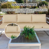 Coussin deux pièces coussin de chaise 60x60x8cm coussin chaise coussin chaise de jardin déhoussable coussin exterieur beige carré