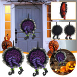 Couronne d'Halloween en forme de jambe de sorcière 26*3*40cm Décoration de porte d'entrée Style sombre Suspension de porte Halloween