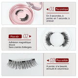 Faux cils 12 mm magnetique avec boîte de rangement et miroir épais naturel réutilisables matériaux naturels cils magnetique portable