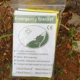Couverture thermique 210x130CM, portable, multifonctionnelle, pour l'extérieur, couverture d'urgence dorée simple face