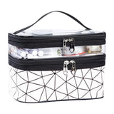 trousse de toilette 80g double couche transparent et visible imperméable avec poignée de transport grande capacité sac à cosmétiques
