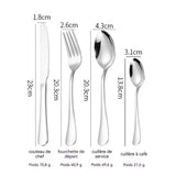 ouverts de Table 48Pcs Ensemble de Ménagère Comprend Couteau Fourchette Cuillère cuillère à café Couverts de Table Acier Inoxydable