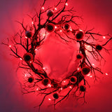 Couronne d'Halloween   45*45cm  Design de branche morte  Simulation de globes oculaires   Design lumineux  Décoration d'Halloween