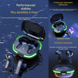 Écouteurs bluetooth sans fil bluetooth 5.1 stéréo lumière LED écouteurs de sport casque de jeu intra-auriculaire casque gaming