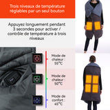 Coussin chauffant Taille unique Fibre de polyester Réglage de température à 3 niveaux Recharge USB Cape chauffante intelligente
