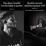 Casque conduction osseuse 8 heures d'utilisation continue mémoire intégrée 16 Go pour stocker de musique peut être plié à volonté