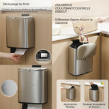 Poubelle murale de cuisine acier inoxydable suspendu sans perçage convient pour la cuisine et la salle de bain avec couvercle 5l