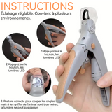 oupe-ongles pour animaux 15x9x3cm avec éclairage LED poignée antidérapante sans danger pour les chiens lame jusqu'à 12mm gris