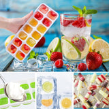 Lot de 4 Moule à Glaçons avec Couvercle 14 Cases en Silicone Matériau PE Qualité Alimentaire Démoulage Facile et Sans BPA 4Couleurs