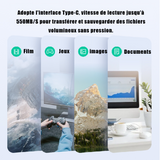 Disque dur externe 256 Go Type-C USB3.1 portable transfert haute vitesse mobile SSD externe Système de support Windows/OS/Linux vert