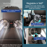 Ventilateur de voiture double tête 3 vitesses réglables 5 pales rotation à 360 degrés refroidissement efficace voyagez au frais