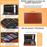 rayon de couleurs 140 pcs Enfants coffret en bois pour dessin artistique et crayons de couleur pour enfants pastels à l'huile