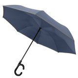 Parapluie inversé 109x78cm 8 baleines pour temps ensoleillé et pluvieux léger et résistant au vent parapluie à poignée en C bleu