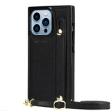 Étui en cuir à fermeture éclair pour téléphone portable  Iphone14PRO  avec bandoulière   Solide et durable  Fonction de support