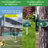 répulsif moustique 10 mètres  intérieur 180 degrés grand angle USB Waterproof Silent Eco LED Répulsif solaire pour animaux