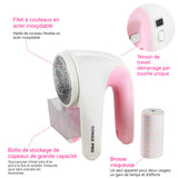 Rasoir anti bouloche 2 en1 environ 60 minutes d'utilisation continue brosse poils collants dissolvant de peluches boule d'épilation