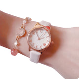 Montre enfant ensemble montre et bracelet rose avec boîte montre à quartz et bijoux ensemble montre-bracelet pour filles cadeaux