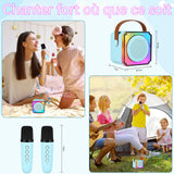 Machine de karaoké 1200 mah bluetooth 5,0 micro karaoke enfant avec 2 microphones lumière LED et effets de changement de voix bleu