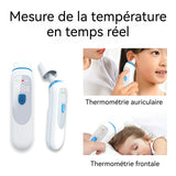 Thermomètre Frontal 80g 32 jeux de mémoire Mesure de la température en double mode Ecran rétro-éclairé HD Portable Thermomètre