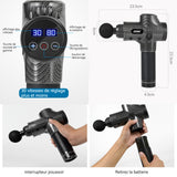 Massage 2500mah 3500r/min écran tactile led massage musculaire électrique 30 vitesses avec 6 têtes de massage et sac de transport