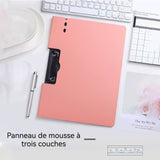 hemises A4 Rose givré Horizontal 235x320x15mm Dossier secrétaire PP+Métal Dossier pour tableau d'écriture Chemise à documents