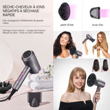 Seche cheveux professionnel ionique 2000w 5 niveaux de vitesse 2 températures pliable seche-cheveux avec 1 diffuseur et 1 buses