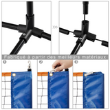 Filet de badminton 6,1 m filet de tennis portable filet de badminton exterieur avec grille pliante en acier au carbone durable