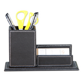 Porte-stylo 20x10x10cm pour cartes de visite en cuir porte-stylo multifonctionnel de stockage de cartes de visite de bureau noir