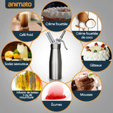 Siphon chantilly 500ml design ergonomique professionnel syphon à crème chantilly en aluminium avec 3 douilles en acier inoxydable