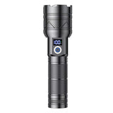 Lampe de poche puissante 5000mAh 26650 20W interface de type-C 5 niveaux d'éclairage zoom télescopique affichage puissance LED