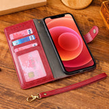Étui pour téléphone  Convient à l'iPhone 11  avec lanière courte   Plusieurs fentes pour cartes    Bouton magnétique sécurisé