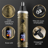 Tondeuse nez 400mAh 2 en 1 5W professionnelle tondeuse nez oreilles avec écran LCD corps en métal cadeau idéal pour les hommes