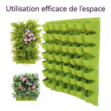 Sac de plantation 25 poches 1x1m sac de plantation vertical mur végétal décoratif sac de végétalisation tridimensionnel mural