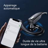 Crochet d'oreille bluetooth 100 mah réduction du bruit étanche à l'eau longue durée de vie de la batteries chargement de type-c