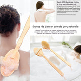 Brosse Dos Douche Démontable Soies de Sanglier & Bois Manche Long Nettoyage Profond Exfoliation Douce Peau Sensible Massage Naturel