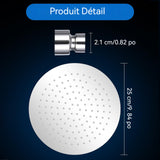 Pommeau de douche à effet pluie 25x25cm circulaire rotation 360 degrés anti calcaire tete de douche pluie avec 120 points d'eau