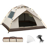 Tente de camping 220x200x145cm tente pop up avec à tapis de sol 2 portes et 2 fenêtres imperméable ventilée pour randonnée camping