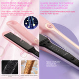 Lisseur cheveux LED 4 niveaux de réglage soins capillaires aux ions négatifs utilisation humide et sèche pour curling et lissage
