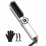 Brosse lissante pour cheveux 220v 5 niveaux réglage LCD utilisation humide sèche avec gants et épingles à cheveux peigne à lisser