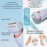 Rasoir electrique femme 800mAh IPX7 2 en 1 rechargeable pour femme à 2 têtes wet dry tondeuse pour visage corps aisselles bikini