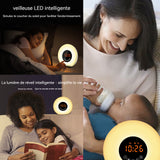 Réveil lumière du jour avec fonction veilleuse simuler le lever et le coucher du soleil avec bluetooth tf USB jouer de musique