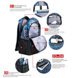 Sac à dos scolaire 45x30x15cm graffiti three-piece plaid backpack casual computer travel USB glow-in-the-dark schoolbag cartable