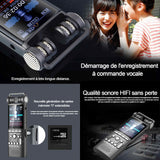 Enregistreur vocal numérique 1536 kbit/s 8 Go réduction automatique du bruit double canal double cœur enregistrement chronométré