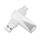Clé USB haute capacité de 128 Go Hi-Speed 3.0 USB Corps en métal argenté élégant et durable pour smartphones, tablettes et PC