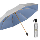 Parapluie automatique 100x59cm 8 baleines résistant à la pluie et au soleil facile à transporter parapluie pliant argent titane