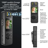 Caméra HD 1080p Objectif rotatif à 180 degrés Compatibilité carte TF 256 Go Détection de mouvement intelligente Caméra d'action
