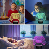 Veilleuse en forme de poignée de jeu 3D Tridimensionnel 16 couleurs Avec télécommande et Base de réglage tactile Lampe de Chevet