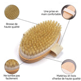 Brosse de Bain 145x85x5mm Brosse à poils avec manche en érable nettoyage en profondeur Portable Brosse de massage corporel Blanc
