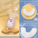 Brosse À Dents Électrique 400mAh U‑Shape 3 modes de nettoyage étanche IPX7 Timing intelligent Brosse à Dents Automatique rose